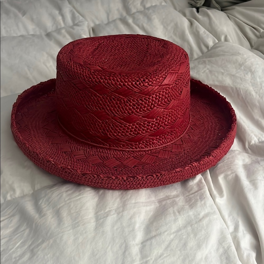 Red Woven Sun Hat